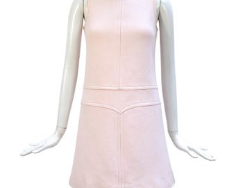 COURREGES Vintage Wiosna/Lato 1965 Różowa sukienka typu shift