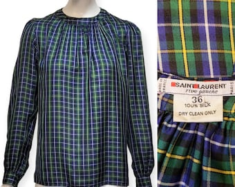70年代のサンローランシルクブラウス、フリルカラー、ボヘミアン 