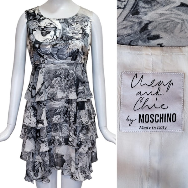 MOSCHINO CHEAP & CHIC Vintage 1990s Vestido de papel pintado