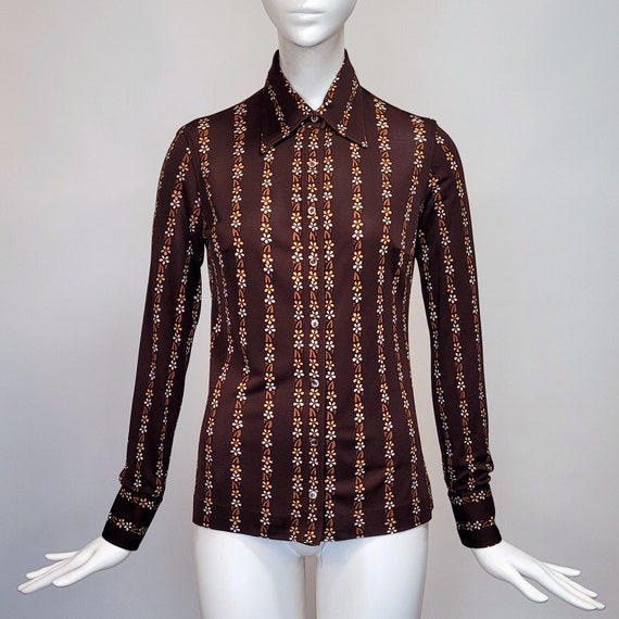 CELINE Vintage 1970s Printed Brown Shirt - Etsy CELINE Vintage 1970s Printed Brown Shirt - Etsy