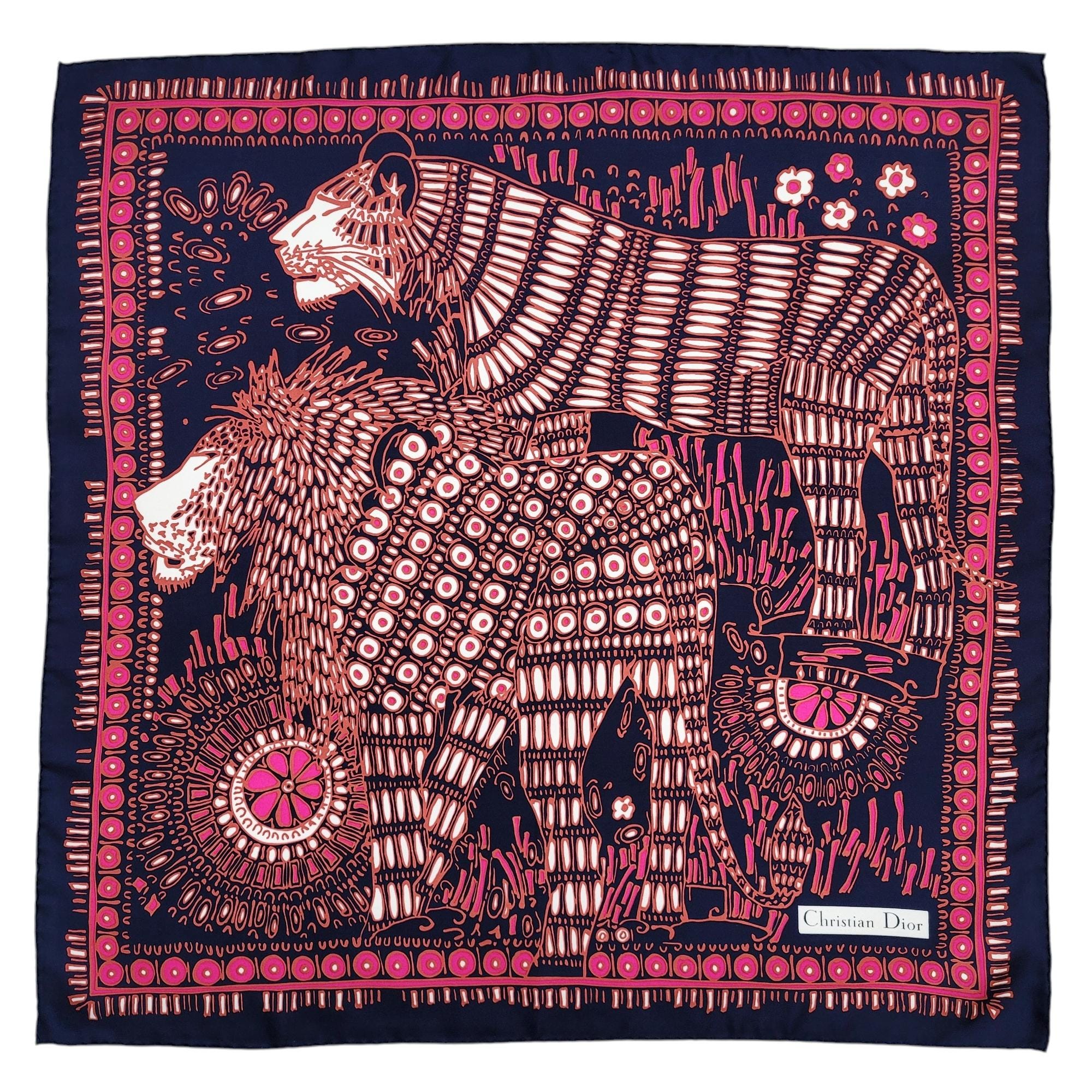 CHRISTIAN DIOR Vintage Early 1970s Iconic Red Lion Silk Scarf - Etsy