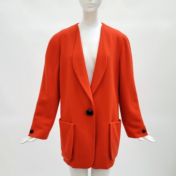 KRIZIA Vintage 1980s Orange Colorblock Wool Jacket - Etsy