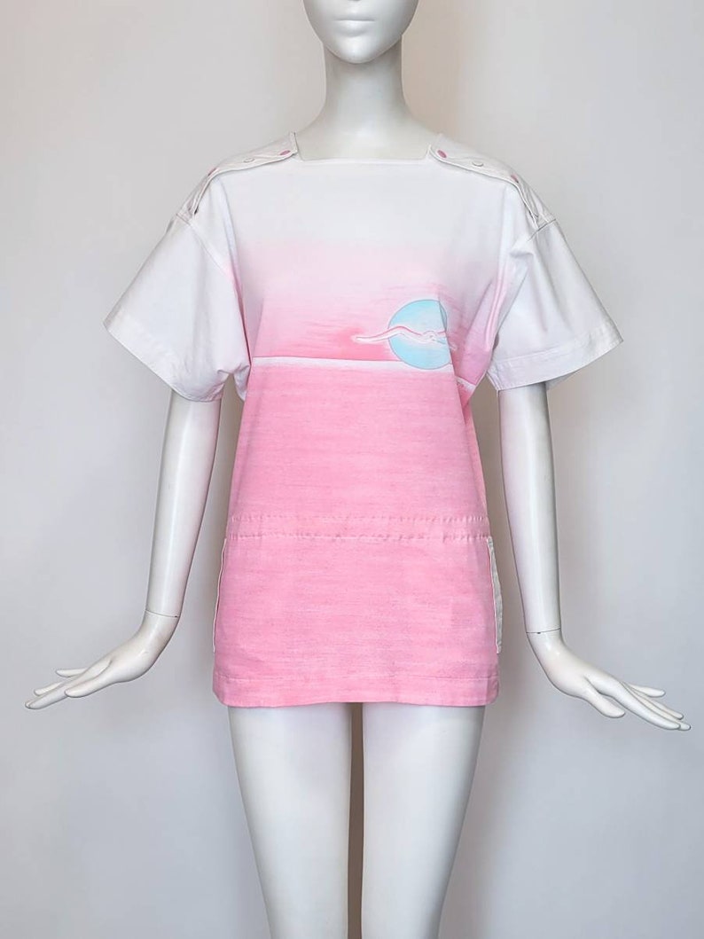 COURRÈGES Vintage 1980s White and Pink Top image 2