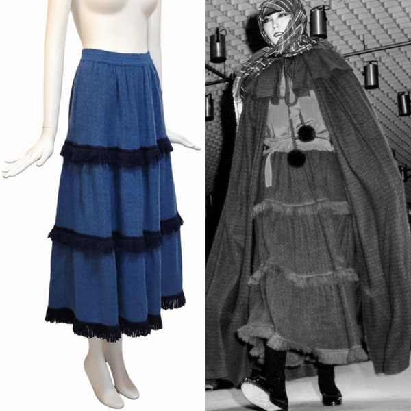 YVES SAINT LAURENT Vintage 1970s Wool Fringed Skirt
