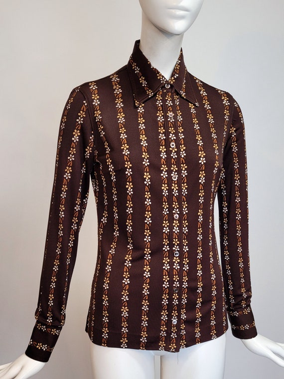 CELINE Vintage 1970s Printed Brown Shirt - Etsy