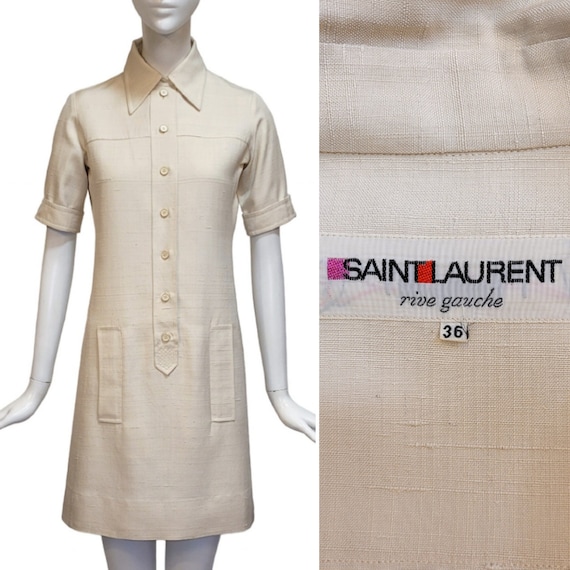 YVES SAINT LAURENT Vintage 1967 Raw Silk Mini Dre… - image 1