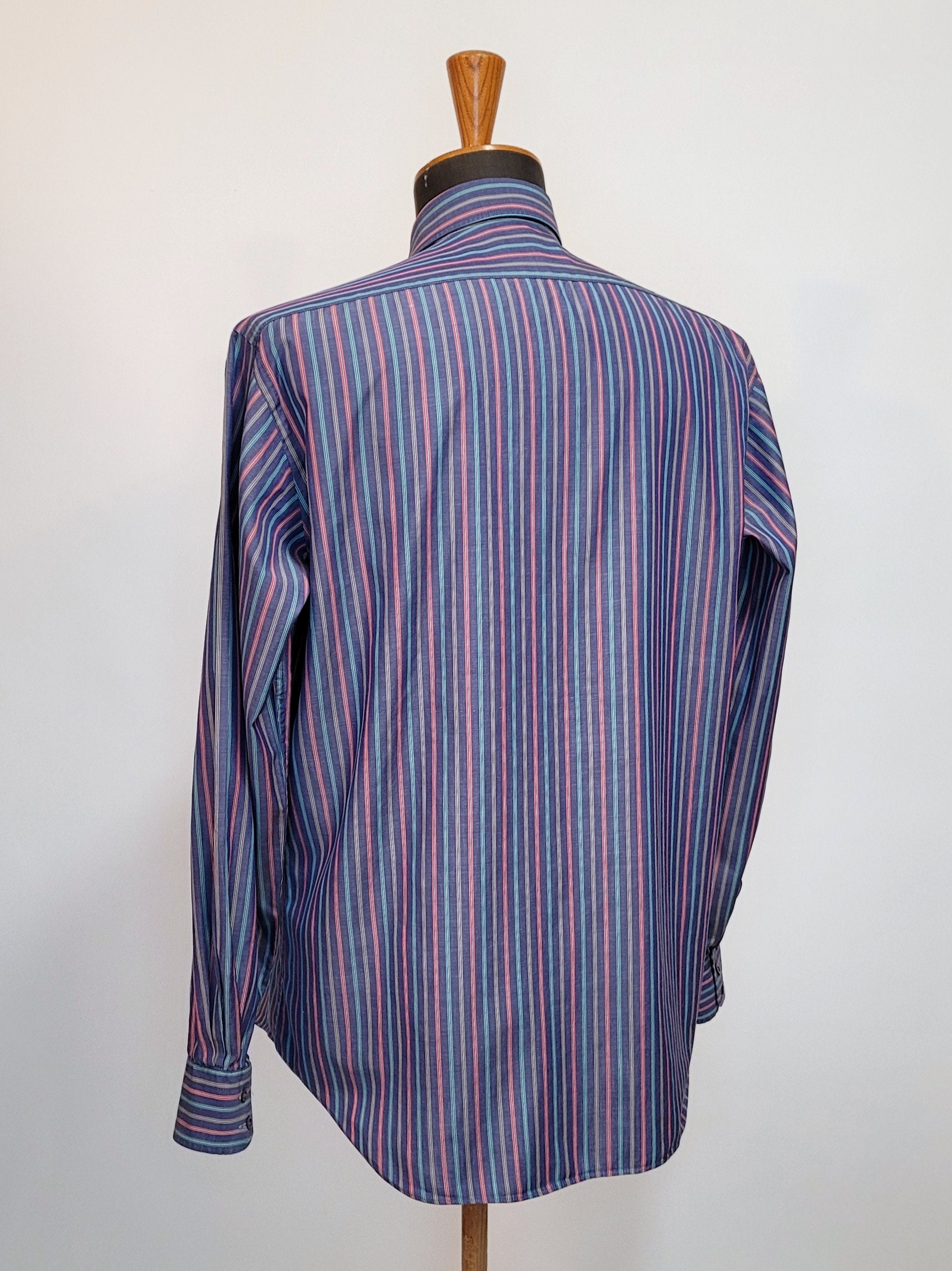 YVES SAINT LAURENT ヴィンテージ 1980年代 メンズ ブルー ストライプ 