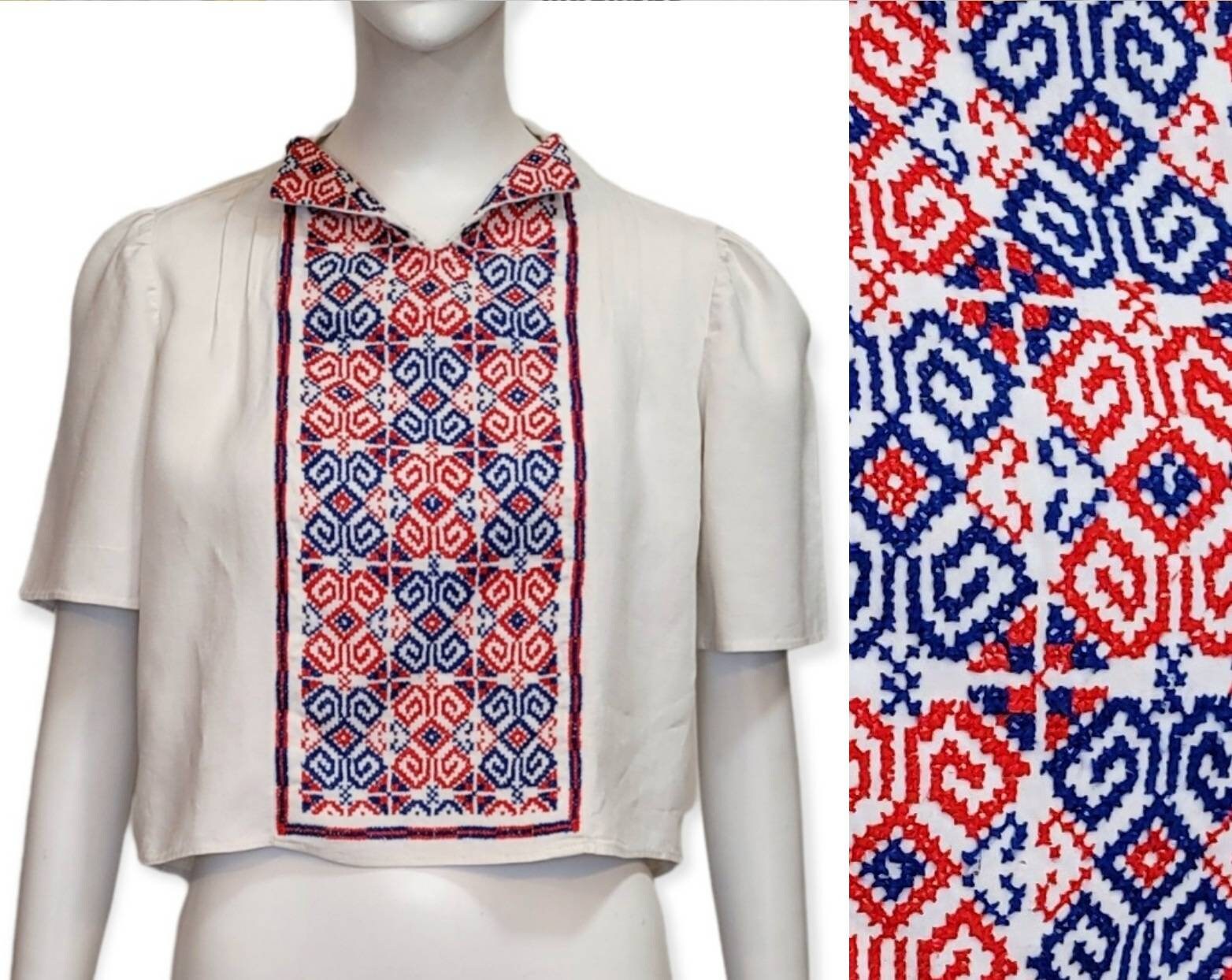 ANTIQUE 1900 Cross Stitch Embroidered Top