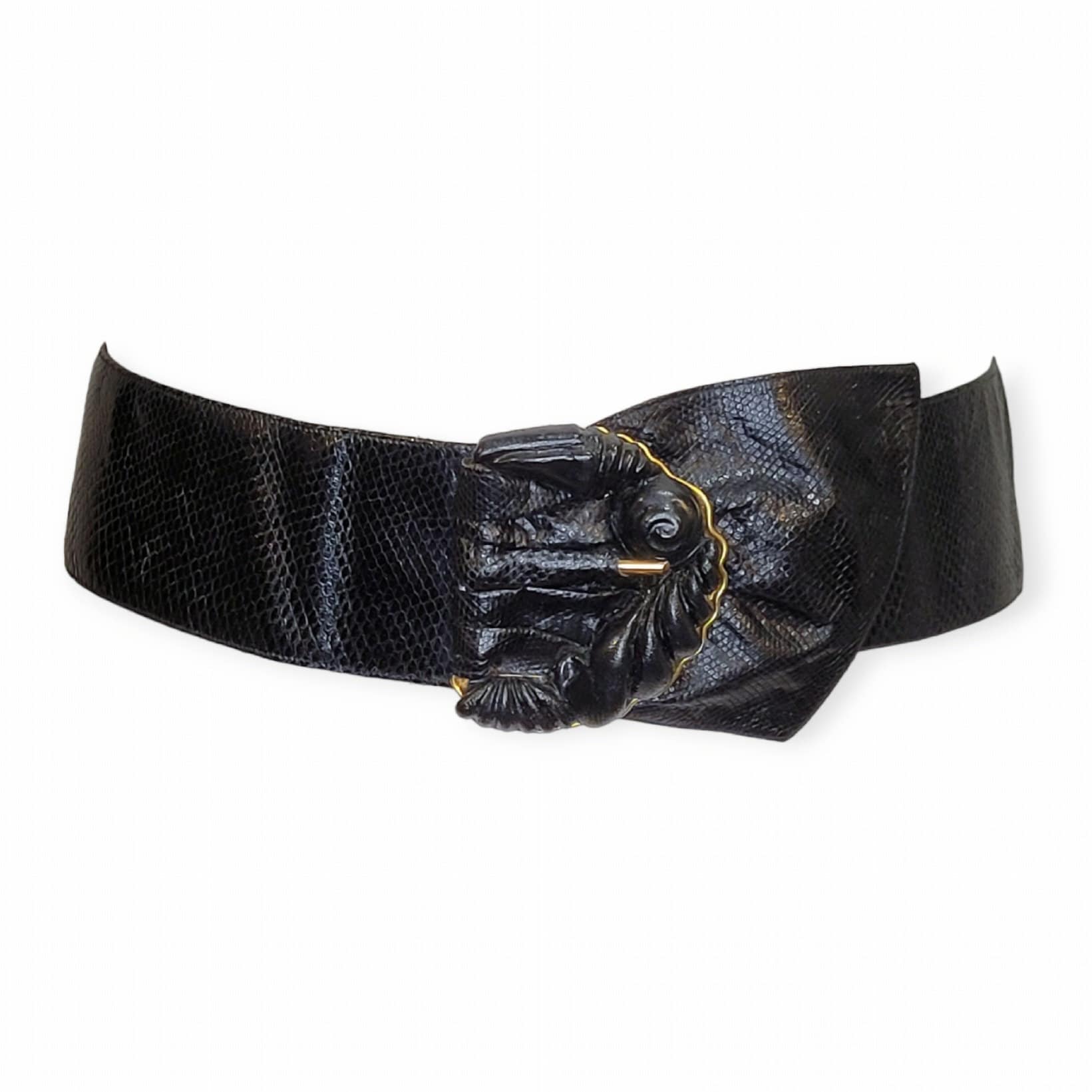 Emanuel Ungaro Black Leather Bow Belt EMANUEL UNGARO Vintage 1970s Braided Leather Belt - Etsy main image 2