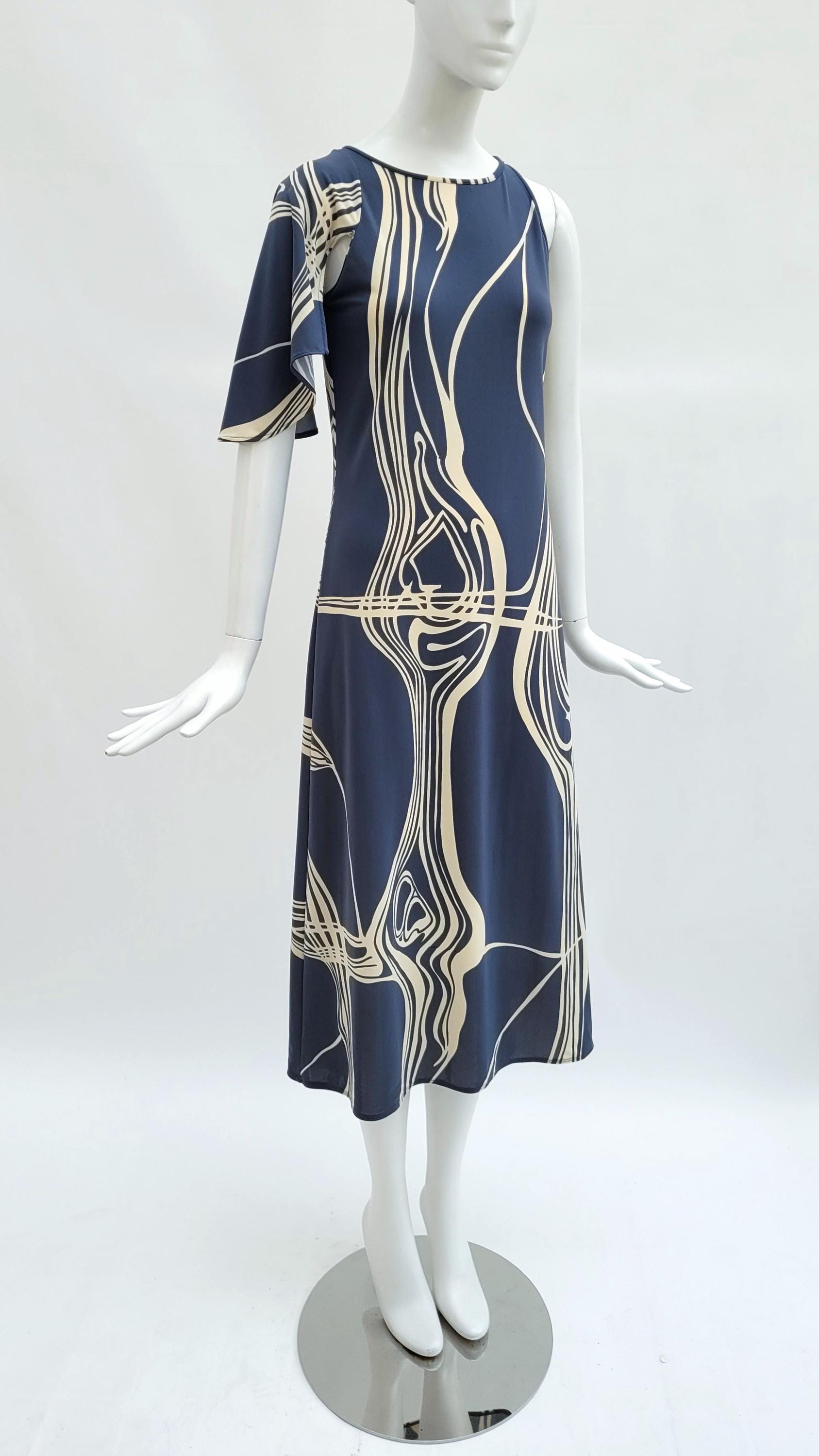 MARTINE SITBON Vintage S/S 1997 Asymmetrical Printed Jersey Dress