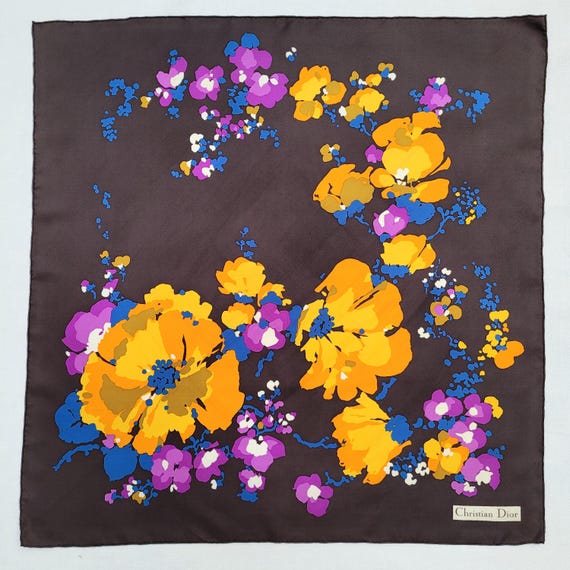 vintage Christian Dior ローズ柄スカーフ Dior】ディオール D-FLORAL ミッツァ スカーフ シルクツイル