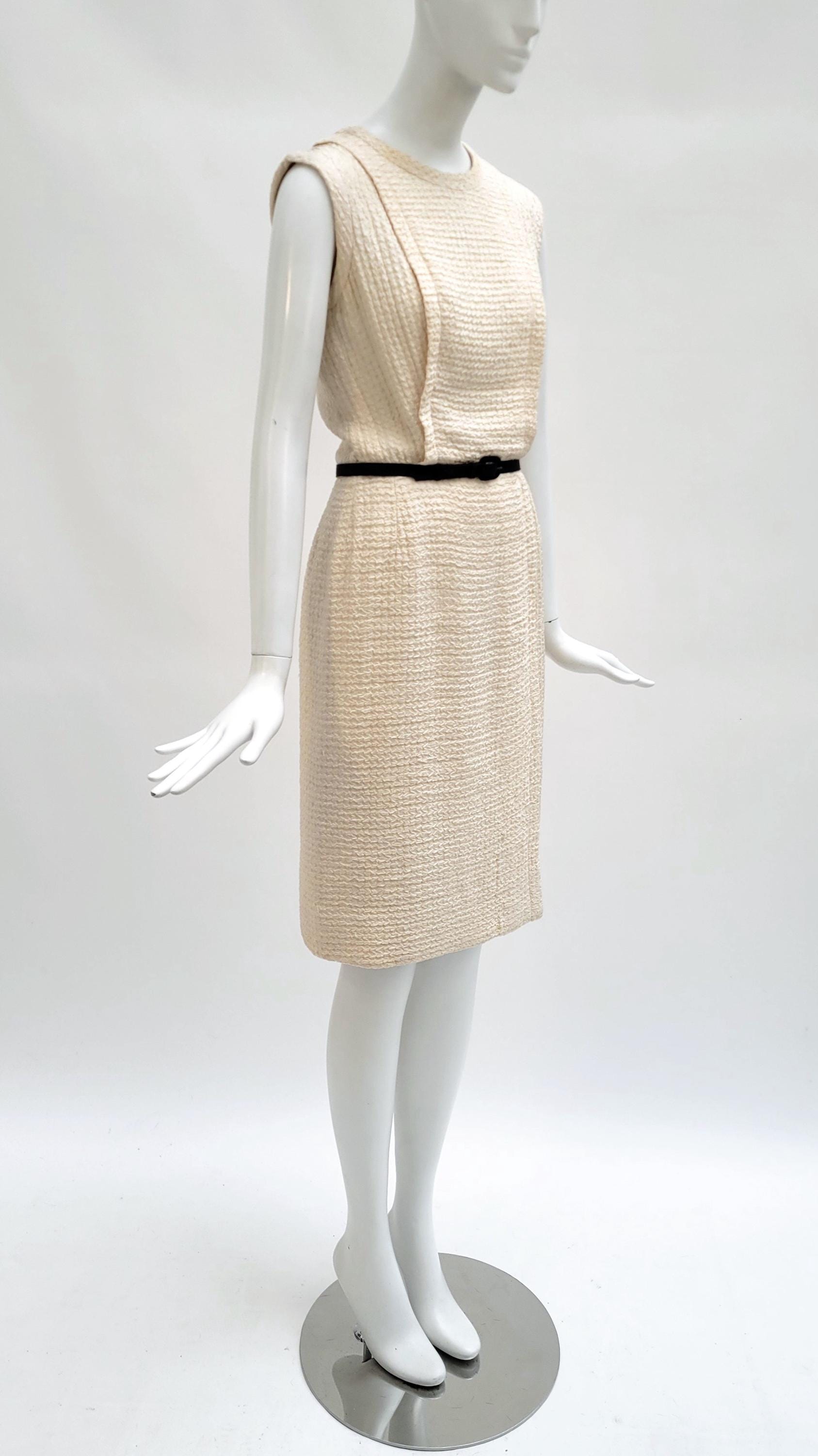 CHANEL Couture Vintage S/S 1964 Pink Silk Cloqué Dress