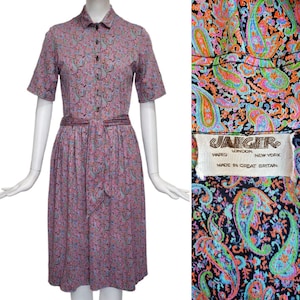 JAEGER Vintage 1970s Printed Jersey Dress