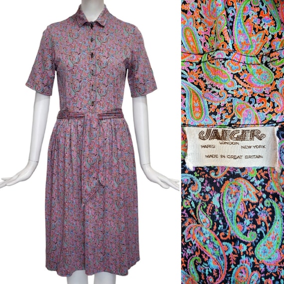 Jaeger, JAEGER Vintage 1970s Printed Jersey Dress
