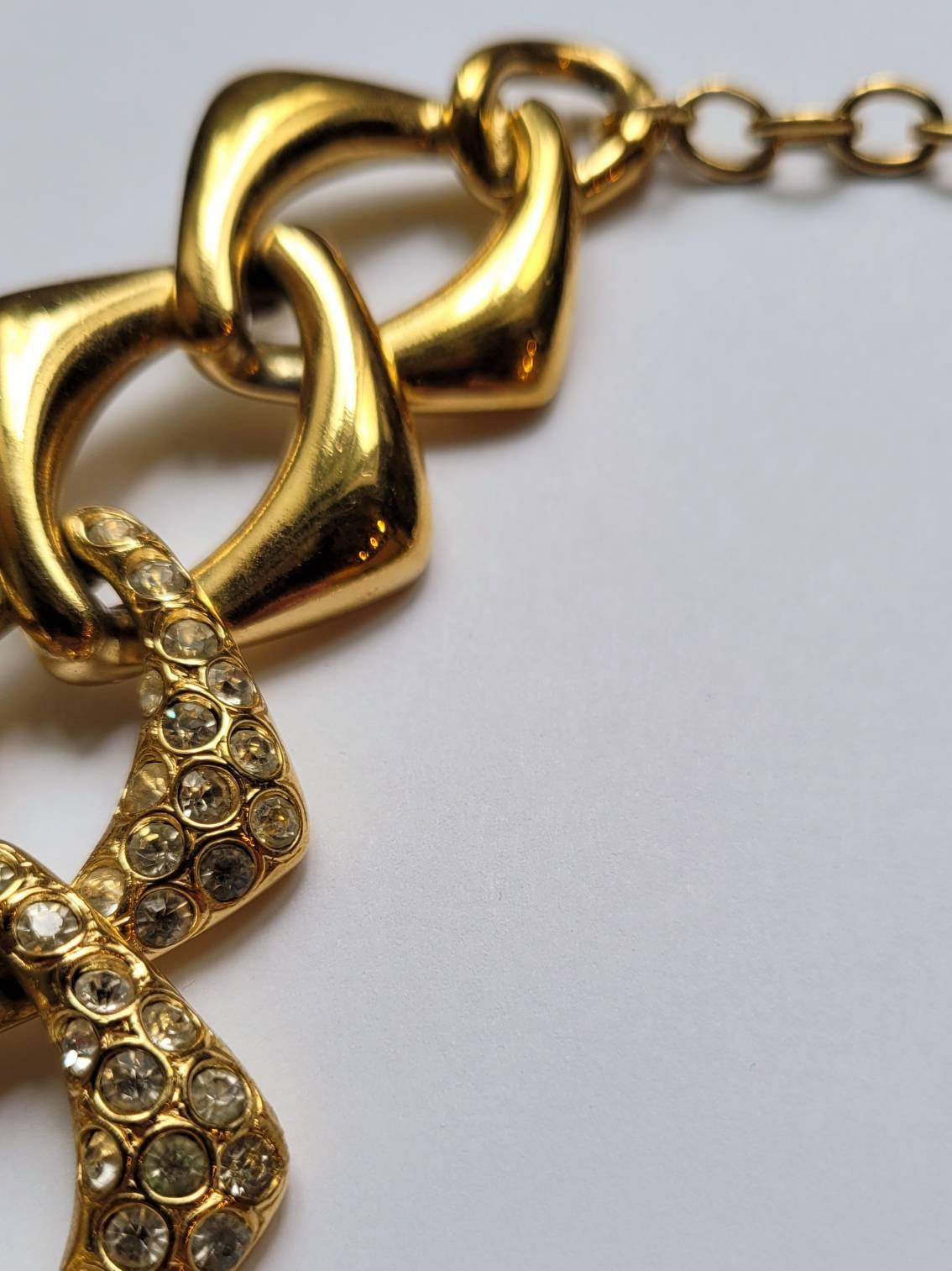 YVES SAINT LAURENT ヴィンテージ 1980 年代 ラインストーン ゴールド