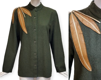 JEAN CHARLES de CASTELBAJAC Vintage 1980s Leather & Wool Shirt