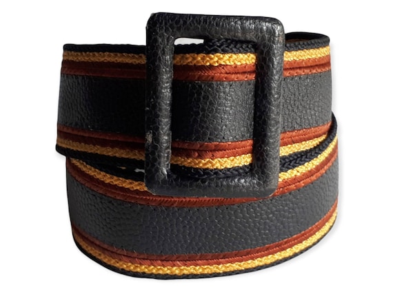 JEAN LOUIS SCHERRER Vintage 1980s Leather Trim Belt Etsy France