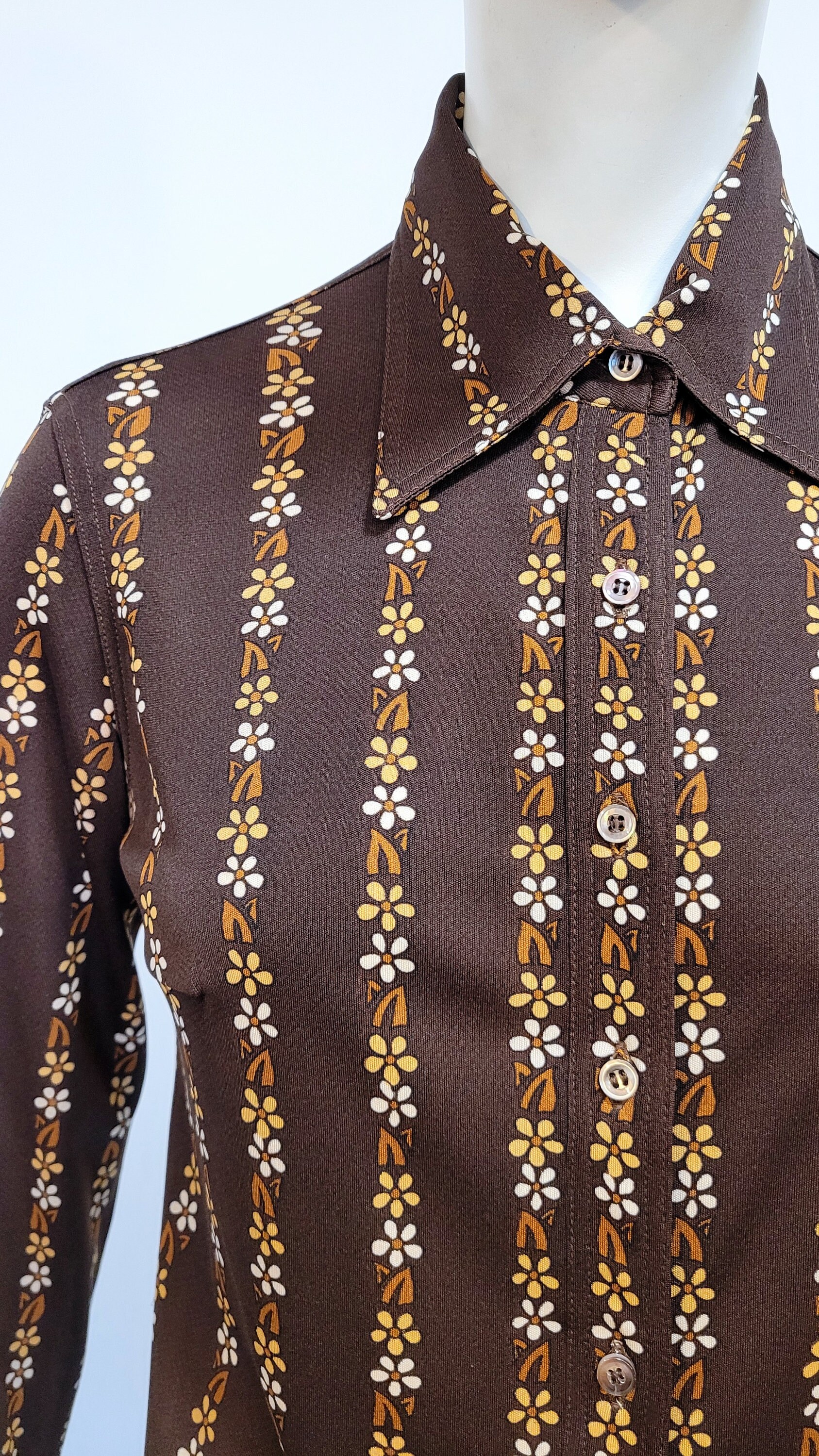 CELINE Vintage 1970s Printed Brown Shirt - Etsy