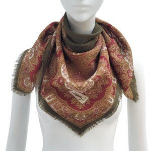 YVES SAINT LAURENT Vintage 1970s 1980s Cashmere-Printed Wool Scarf