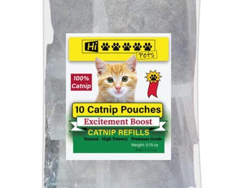 Natural Catnip Pouch Refills, Indoor Cats, Excitement Boost