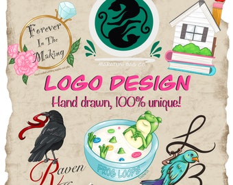 Ilustração de logotipo personalizado, uso comercial, logotipo com direitos completos para loja de negócios, design gráfico, logotipo desenhado à mão, marca personalizada ilustrativa