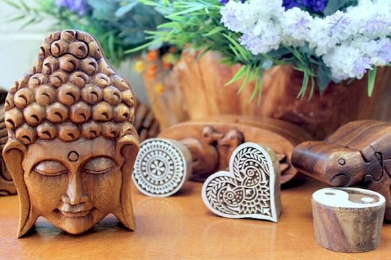 Buddha Head Hidden Secret Stash Jar Wooden Polished and Carved Safe Storage Gift 