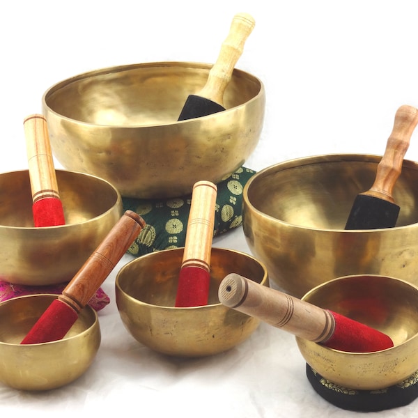 Hand-driven singing bowls - large selection, also individual sets! Sound massage, sound therapy, meditation, yoga, planetary tones, esotericism