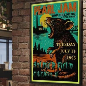 Pearl Jam Soldier Field Concert Poster – July 11, 1995 – Bad Religion & Otis Rush – Limited Edition High Quality Print (250 Copies) 24"x36"