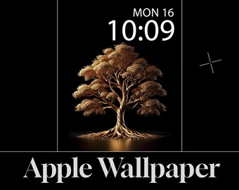 Golden Elegance Apple Watch Wallpaper – Digital Download, Elegant Watch Face