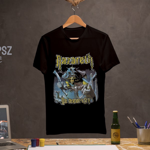 NAZARETH No Mean City Heavy Metal Black Shirt, NAZARETH Band Vintage T-Shirt