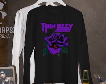 Camisa fina Lizzy, camiseta fina Lizzy Rose Purple Vintage Design retrô, banda fina de metal Lizzy, camisa fina Lizzy, pôster fino Lizzy