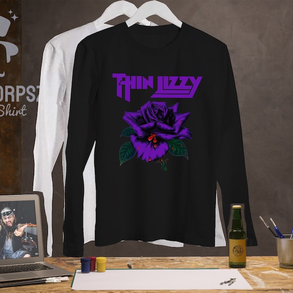 Thin Lizzy Shirt, Thin Lizzy Rose Purple Vintage Design Retro T-Shirt, Thin Lizzy Metal Band, Thin Lizzy Shirt, Thin Lizzy Poster