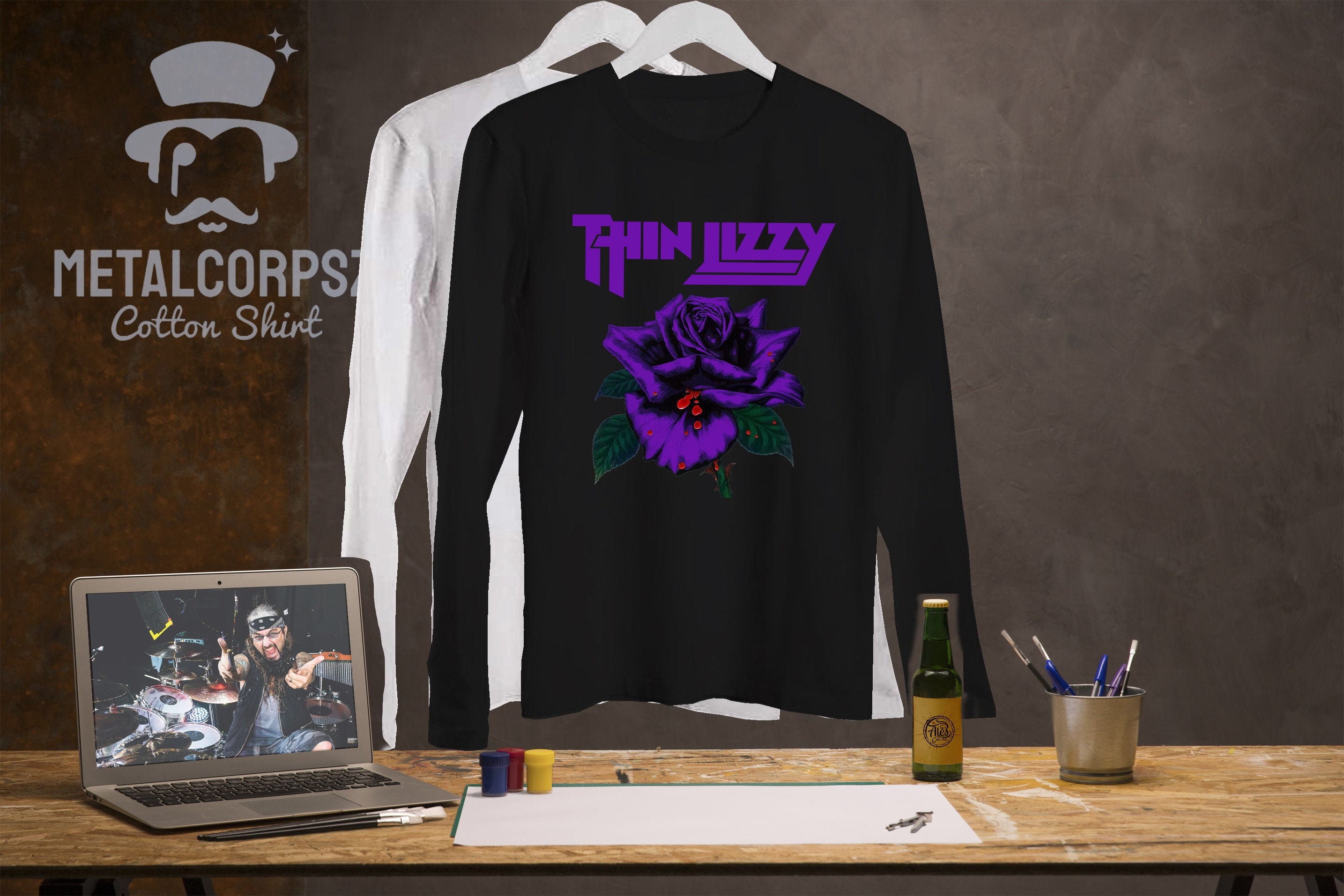 Thin Lizzy Black Rose Shirt