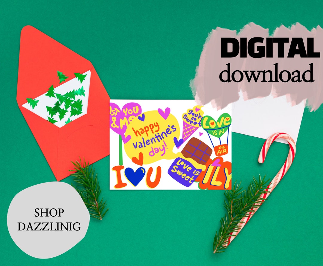 Printable Valentines Card Sweety Card Lovely Greeting Candys Candy Card Pop Sweet Greeting