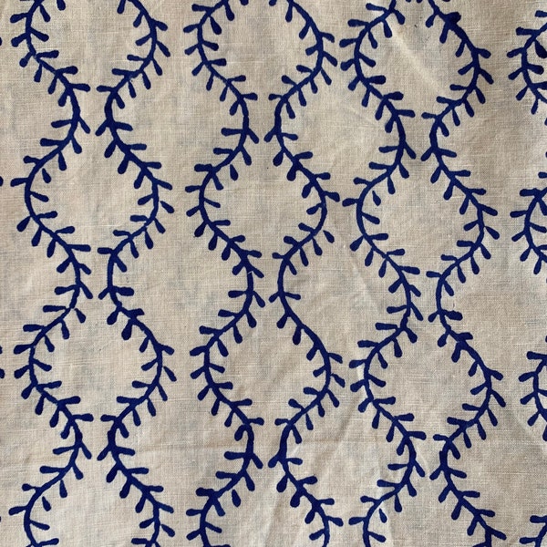 Hand block printed Handloomed Linen Running Fabric For Home decor-upholstery/Pillow Making/Cushion Making/curtain And Many More purposes