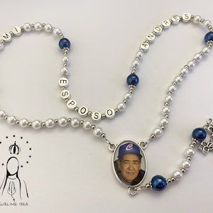 Memorial Rosary with Photo, Personalized Rosary, Pearl Rosary, Custom Rosary