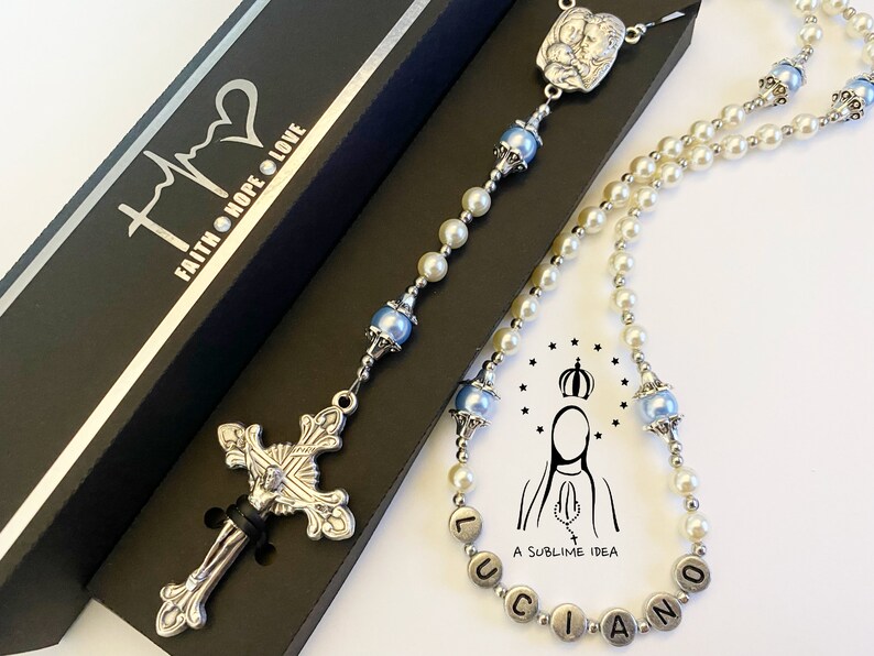 Personalized Rosary Custom Rosary Baptism Rosary First Communion Rosary Handmade Rosary Catholic Rosary immagine 6