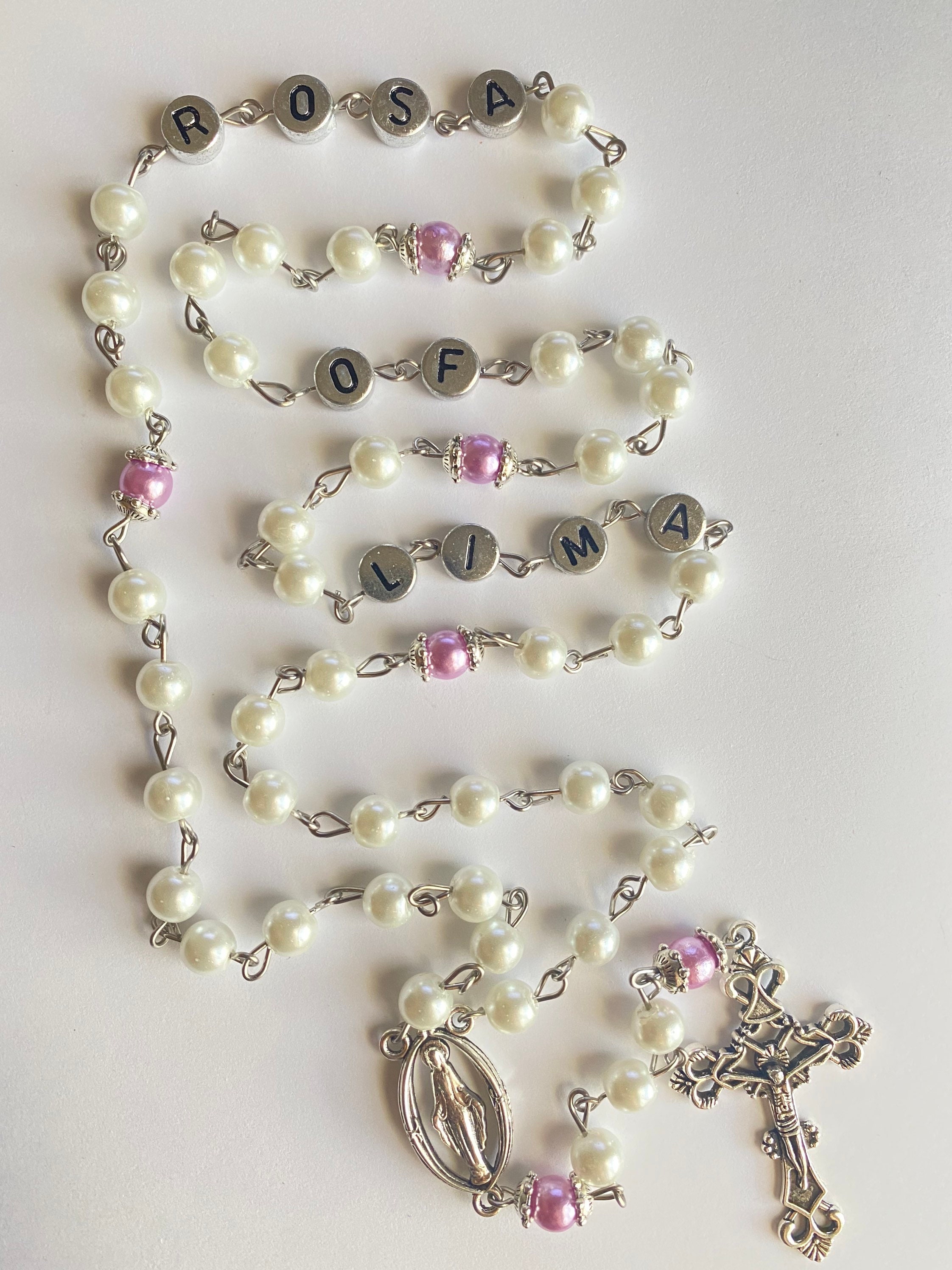 Personalized Rosary With Names Handmade Rosary Pearl Etsy