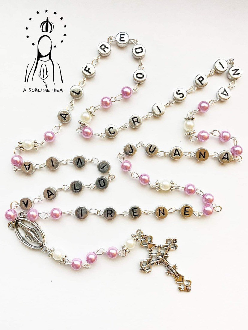 Personalized Rosary With Names Handmade Rosary Pearl Etsy