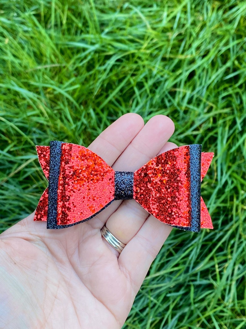 Red and Black Glitter Bow for Hair Bow for Baby