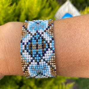 Pulseira de miçangas trançadas, pulseira de miçangas trançadas, pulseira boho de miçangas, pulseira de miçangas trançadas, presente feminino, presente de dia das mães