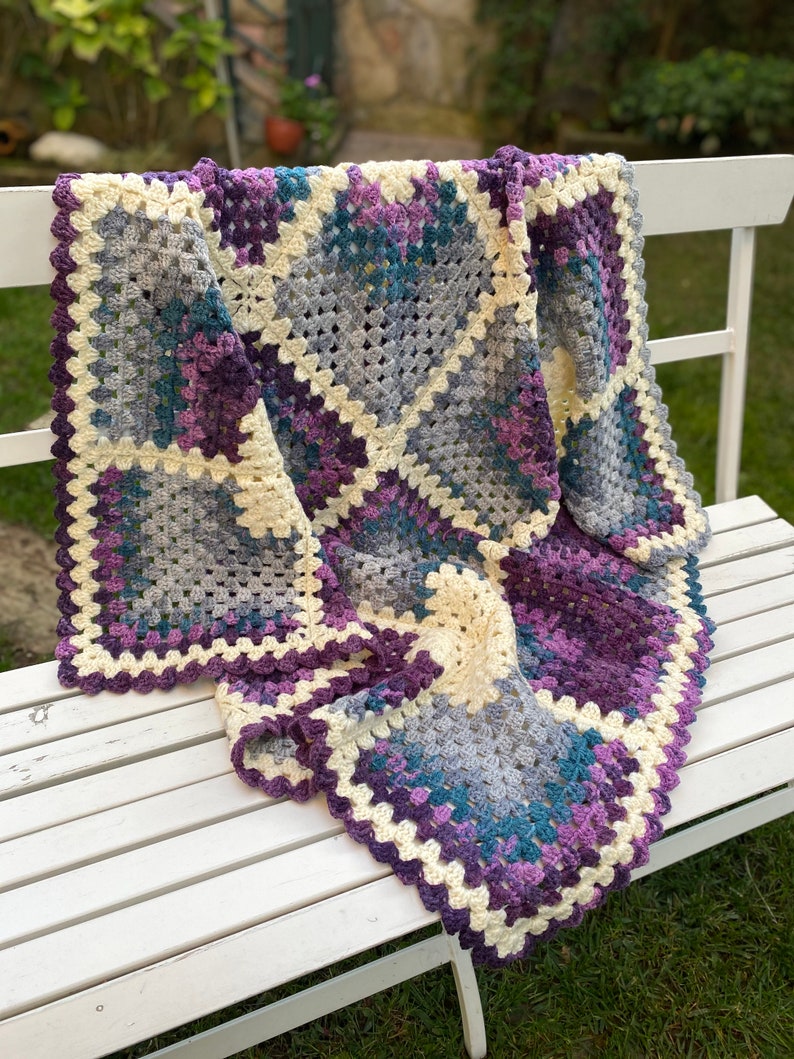 Granny Square Crochet Sofa Throwgranny Square Crochet - Etsy