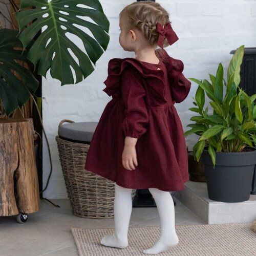 Yellow Flower Girl Dress Baby Linen Dress Etsy