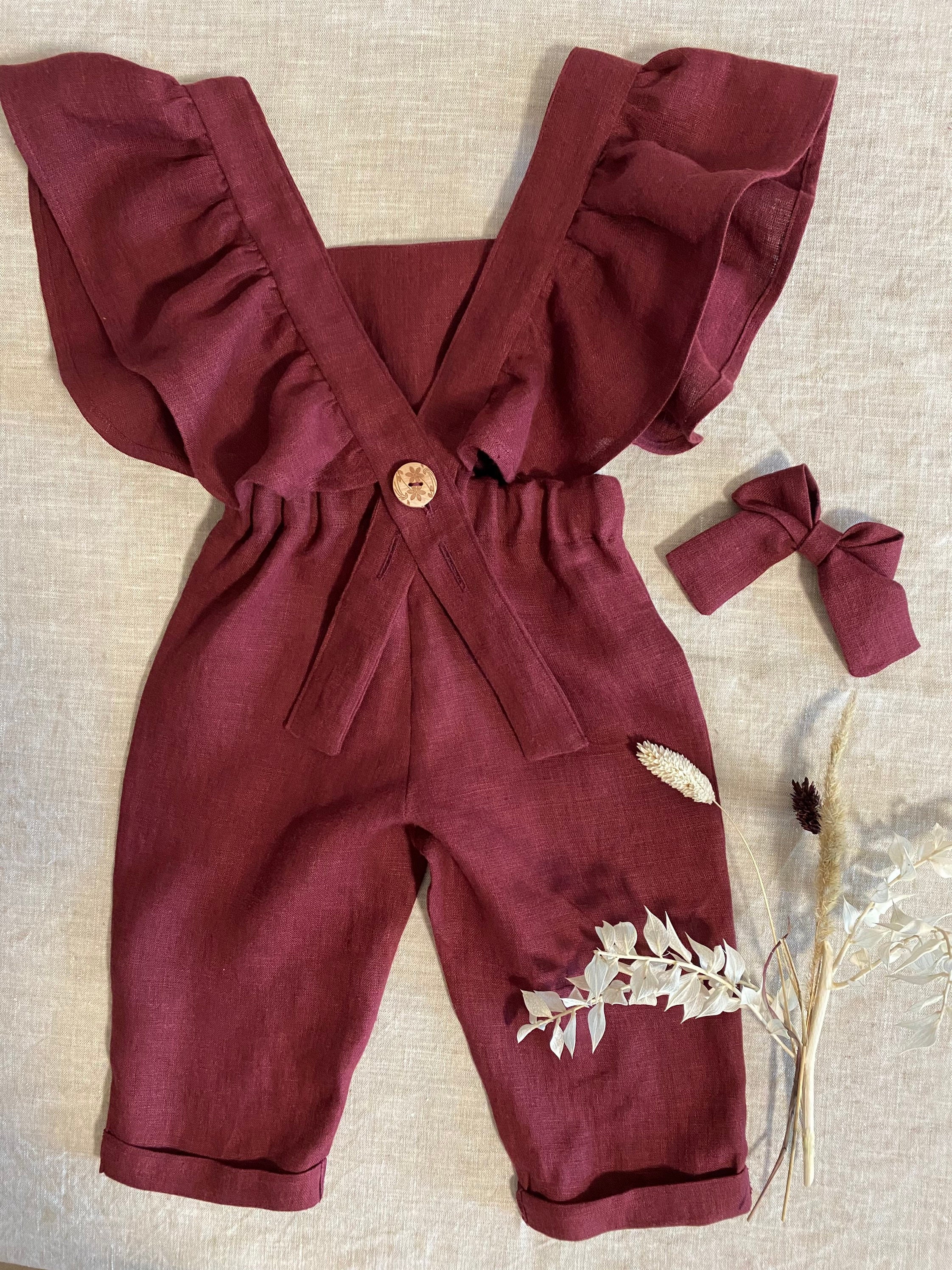 Boho Baby Romper Linen Baby Girl Romper Ruffle Girl Romper | Etsy