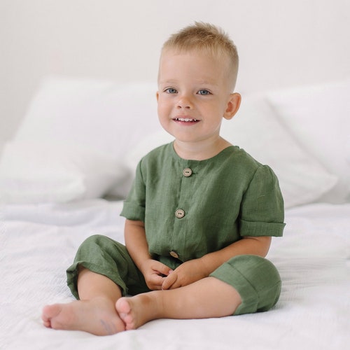 Linen Boho Baby Romper Linen Baby Boy Clothes Linen Baby Etsy