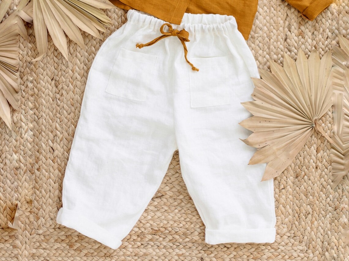 Kids Linen Pants Gender Neutral Toddler Pants Organic Baby Etsy