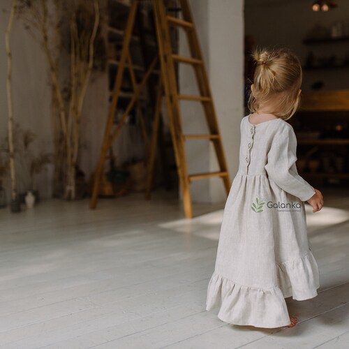 Linen Flower Girl Dress Girls Linen Dress Etsy