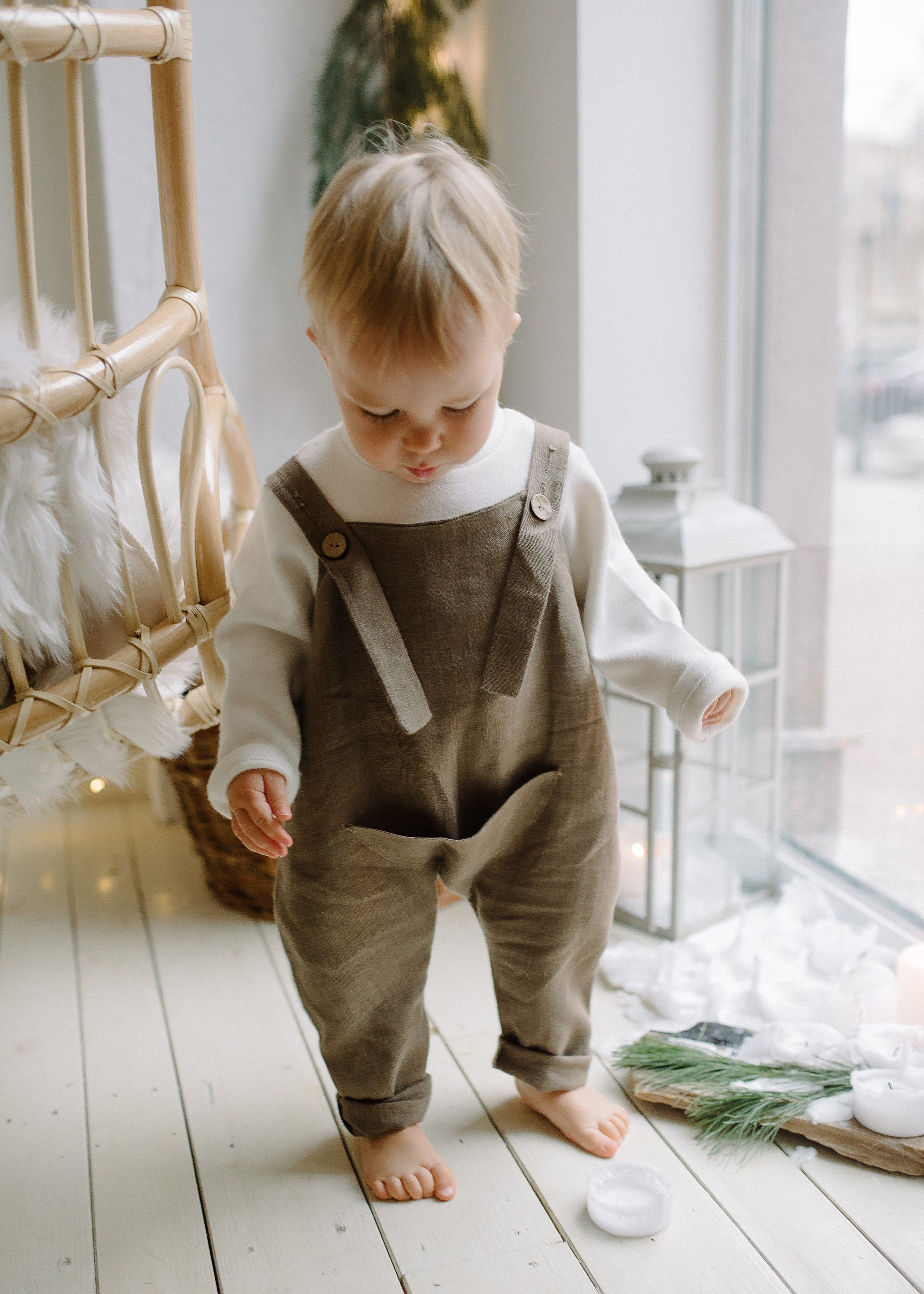 Baby linen bib overalls Linen Baby Romper Kids Linen Etsy