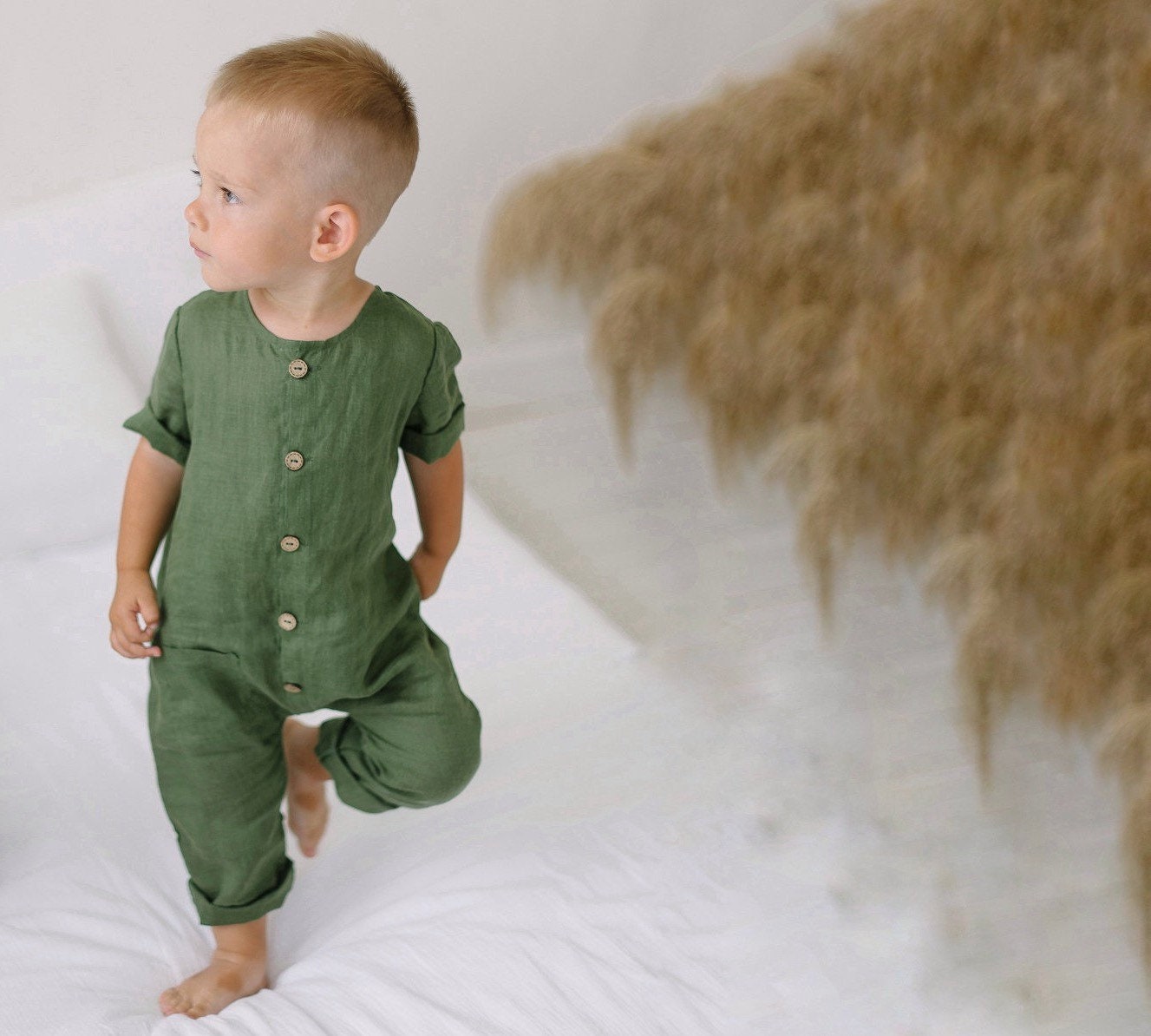Linen Boho Baby Romper Linen Baby Boy Clothes Linen Baby Etsy