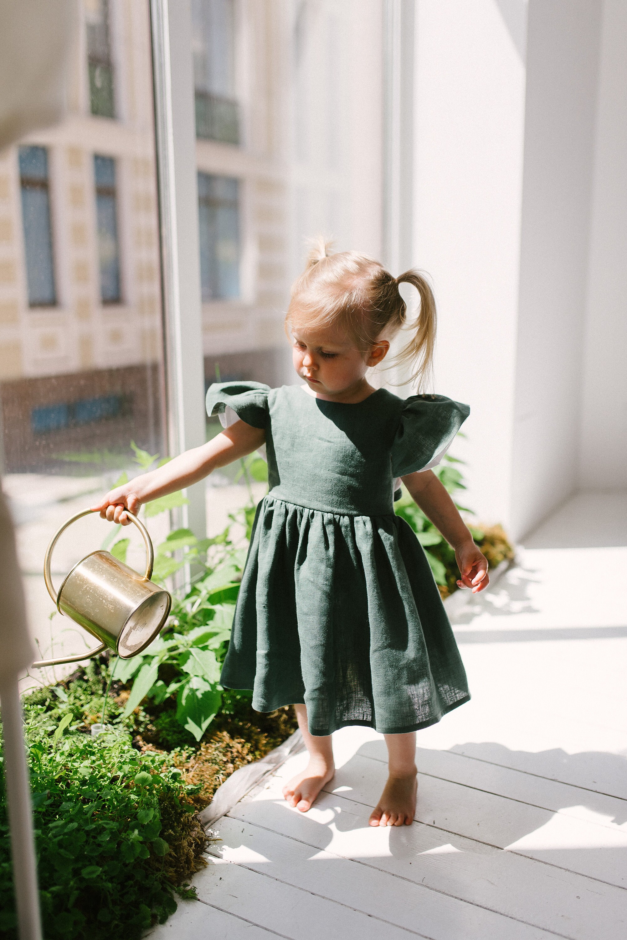 Linen flower girl dress Girls dress Baby dress Toddler Etsy